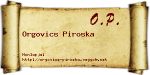 Orgovics Piroska névjegykártya